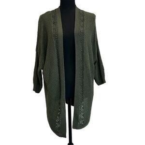 Kismet olive green open front knit cardigan sweater Sz XL